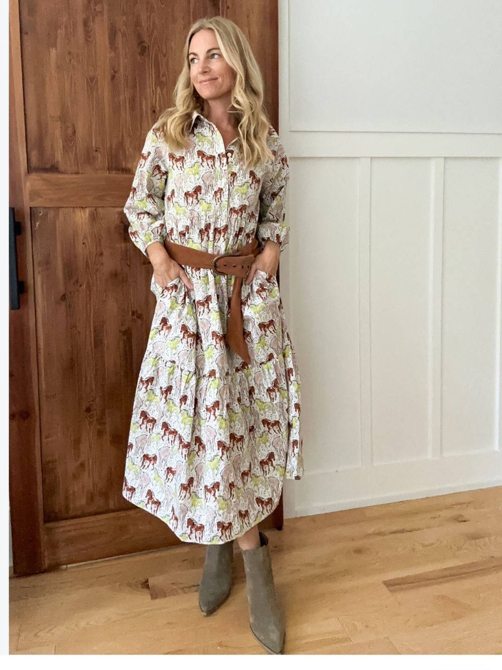 Anthropologie Maeve The Bettina Dress Horse Print Sz S